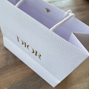 Dior White textured Luxury Tote Bag gold letters perfect! Gift shopping bag